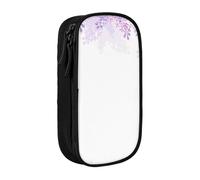 AMINNU Encadrement Fleurs Lilas en Fleur Trousse Multifonctionnelle Étudiant Trousse à Crayons avec Fermeture Éclair Convient pour les écoles et les Bureaux Unisexe, Noir , Taille unique, Trousse de
