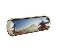 AMINNU Japan Mount Fuji Trousse cylindrique avec fermeture éclair pour école et bureau Unisexe, blanc, Taille unique, Trousse de maquillage