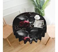 Aminnu Nappe ronde gothique avec roses noires, imperméable, infroissable et durable, utilisée pour les tables de salle à manger, les cuisines et les fêtes. 152,4 cm.