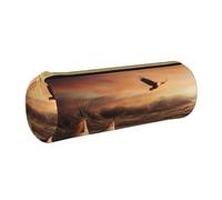 AMINNU Native American Tribes - Trousse cylindrique durable - Pour étudiant - Avec fermeture éclair - Convient pour l'école et le bureau - Unisexe, blanc, Taille unique, Trousse de maquillage