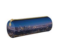 AMINNU Night in Los Angeles - Trousse cylindrique durable pour étudiant - Fermeture éclair - Convient pour l'école et le bureau - Unisexe, blanc, Taille unique, Trousse de maquillage