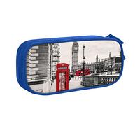 AMINNU Red Phone Booth London Street - Trousse multifonction avec fermeture éclair - Convient pour l'école et le bureau - Unisexe, bleu, Taille unique, Trousse de maquillage
