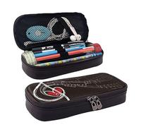 AMINNU Treble Love and Music Trousse à crayons en cuir durable avec fermeture éclair Convient pour l'école et le bureau Unisexe, Noir , Taille unique, Trousse de maquillage