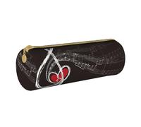AMINNU Treble Love and Music - Trousse cylindrique durable pour étudiant - Avec fermeture éclair - Convient pour l'école et le bureau - Unisexe, blanc, Taille unique, Trousse de maquillage