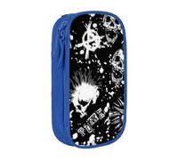 AMINNU Trousse à crayons blanche avec motif tête de mort punk multifonction, avec fermeture éclair, convient pour l'école et le bureau, unisexe., bleu, Taille unique, Trousse de maquillage