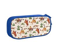 AMINNU Trousse à crayons Cowboy Ride Horse - Multifonctionnelle - Avec fermeture éclair - Convient pour l'école et le bureau - Unisexe, bleu, Taille unique, Trousse de maquillage