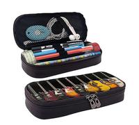 AMINNU Trousse à crayons en cuir avec motif guitare électrique, durable, trousse à crayons pour étudiant, trousse à crayons avec fermeture éclair, convient pour les écoles et les bureaux, unisexe,