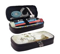 AMINNU Trousse à crayons en cuir avec motif papillon et violoncelle - Durable - Pour étudiant - Avec fermeture éclair - Convient pour l'école et le bureau - Unisexe, Noir , Taille unique, Trousse de