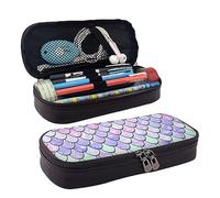 AMINNU Trousse à crayons en cuir motif écailles de sirène, trousse à crayons durable, trousse à crayons pour étudiant, trousse à crayons avec fermeture éclair, convient pour l'école et le bureau,