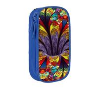 AMINNU Trousse à crayons en vitrail avec motif floral - Multifonctionnel - Avec fermeture éclair - Convient pour l'école et le bureau - Unisexe, bleu, Taille unique, Trousse de maquillage