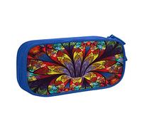 AMINNU Trousse à crayons en vitrail avec motif floral - Multifonctionnel - Avec fermeture éclair - Convient pour l'école et le bureau - Unisexe, bleu, Taille unique, Trousse de maquillage