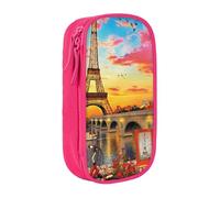AMINNU Trousse à crayons Tour Eiffel Paris - Multifonctionnelle - Avec fermeture éclair - Convient pour l'école et le bureau - Unisexe, rose, Taille unique, Trousse de maquillage