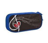 AMINNU Trousse à crayons Treble Love and Music - Multifonctionnelle - Avec fermeture éclair - Convient pour l'école et le bureau - Unisexe, bleu, Taille unique, Trousse de maquillage