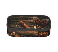 AMINNU Trousse Cigar & Whiskey - Grande capacité - Multifonctionnelle - Pour adolescents - Avec fermeture éclair - Convient pour l'école et le bureau, Noir , Taille unique, Trousse de maquillage