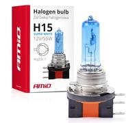AMiO H15 Ampoule projecteur longue portée 55W 5500K PGJ23t-1 feu de route Halogène 01492 Compatible avec VW Golf VII 3/5 portes 5G1, BQ1, BE1, BE2 Golf VI 3/5 portes 5K1 Tiguan I 5N, AUDI