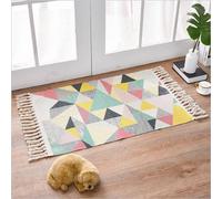 AMIPOS - Tapis en coton tissé à la main - 60 x 90 cm - Lavable - Absorbant - Pour cuisine, buanderie, chambre à coucher