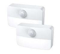 AMIR LED Veilleuse Lampes Détecteur de Mouvement, Autocollantes pour l'intérieur, Lampes de Cuisine Alimentées par Batterie, Armoire, Escalier, Cuisine, 2PCS Blanc