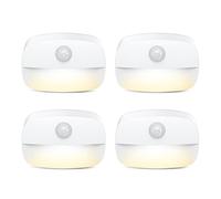 AMIR Lot de 4 veilleuses LED avec détecteur de mouvement - Veilleuse avec batterie - Marche/arrêt automatique - Éclairage d'armoire LED avec adhésif - Lumière d'orientation pour chambre d'enfant,