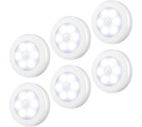 AMIR Veilleuse LED avec Détecteur de Mouvement, Lot de 6, Auto ON/OFF Magnétique avec Tampons Adhésifs 3M, pour Chambres, Cuisines, Placards, Escaliers, chambre de bébé