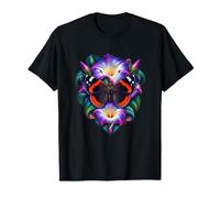Amiral Papillon Rouge dans Un médaillon Floral de Minuit T-Shirt