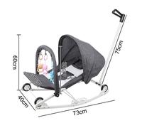 Amiremplie Chaise à bascule bébé et chariot roues pliables deux en un faciles à stocker et à régler à quatre vitesses gris