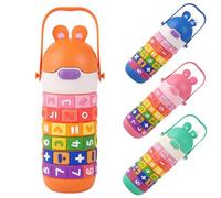 AmiRio Gourde Enfant, gourde isotherme enfant, gourde enfant isotherme, gourde reutilisable avec paille, Inox, Facile à Nettoyer, ouverture facile, Amusant, 430ml, (Orange)