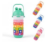 AmiRio Gourde Enfant, gourde isotherme enfant, gourde enfant isotherme, gourde reutilisable avec paille, Inox, Facile à Nettoyer, ouverture facile, Amusant, 430m (Vert)
