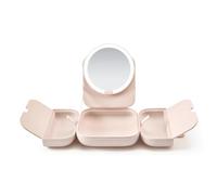AMIRO M2 LumoCube Miroir de Sac LED Portable avec 5 Niveaux de luminosité, Organisateur de Trousse de Maquillage avec Miroir-Rose