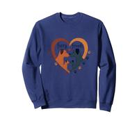 Amis à Fourrure : Adorable Chien en Forme de cœur Sweatshirt, Unisexe pour Adultes, Bleu Marine, L