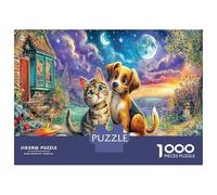 Amis Animaux de Compagnie, Puzzle de Casse-tête en Papier résistant, Chat et Chien dans Le Village, Cosmos, Stimulant pour l'esprit et Anti-Stress, 70x50cm/1000pcs