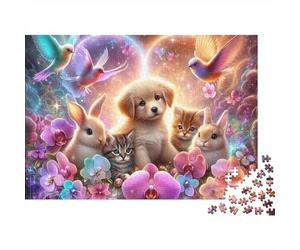Amis Animaux Magiques Puzzle 1000 Pièces Carton Premium pour Couples, Puzzle De Concentration, Amusement en Intérieur, Cadeau De Maison Neuve Idéal pour Nouveaux Mariés 38x26cm/1000pcs