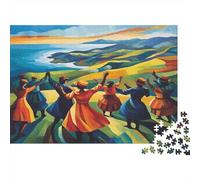 Amis Dansant Autour d'un Cercle de Tambours 1000pcs (75x50cm) Puzzle pour Adultes - Vue du Mont Malin,Jouet De DIY
