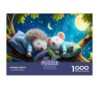 Amis endormis Puzzle DIY pour Collectionneurs, Hedgehog & Souris Carton Extra-Épais, Ultra-Difficile, Décoration, Cadeau Exclusif 52x38cm/1000pcs
