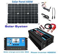 AMIS - PANNEAU SOLAIRE - Système solaire complet, onduleur 110V 4000W, panneau 12V 30A, kit énergie solaire, chargeur - Noir