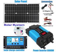 AMIS - PANNEAU SOLAIRE - Système solaire complet, onduleur 220V 6000W, panneau 12V 30A, kit énergie solaire, chargeur - Bleu