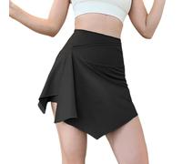 AMISENK 2. Jupe enveloppante de fitness pour femme - Short de sport - Couleur unie - Taille haute - Pour le tennis et la gym - Pour les amateurs de danse