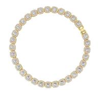 AMISENK Collier inspiré du hip-hop - Grandes perles de verre carrées - Chaîne de clavicule vintage - Strass - Ornement pour homme