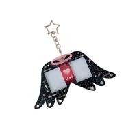 AMISENK Coque en polyacrylate lisse avec motif aigerons artistiques, double poche, même porte-clé transportable pour le travail Addons Élégant porte-clés double carte, Noir , taille unique