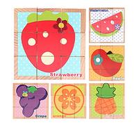 AMISENK Cultivez la sensibilisation à l'éducation précoce. Jouet puzzle à six faces. Accessoires de dessin animé multicolores en hêtre pour enfants. Table avec tiroirs