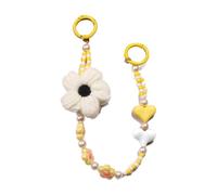 AMISENK Dragonne de téléphone - Chaîne de téléphone - Cordon de téléphone - Breloque en perles - Crochet - Fleur - Accessoire léger