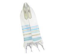 AMISENK Écharpe tallit légère en polyester avec pompons pour prières quotidiennes et festivals - Respirant - Motif judaïque - Accessoire de prière pour bébé, bleu ciel, taille unique
