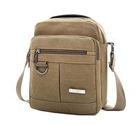 AMISENK Élégant petit sac à bandoulière en toile pour homme pour un usage quotidien et les voyages, multi-compartiments, sac à bandoulière de voyage, kaki, One Size