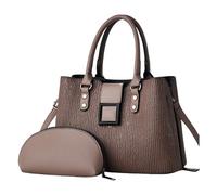 AMISENK Ensemble de 2 sacs à main élégants pour femme avec bandoulière réglable en cuir PU pour le travail, les voyages et les sorties décontractées, café, One Size