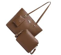 AMISENK Ensemble de 3 sacs à main pour femme avec poignée sur le dessus, sac à main à bandoulière et portefeuille avec sacoche en cuir synthétique, grande capacité, marron, One Size