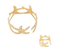 AMISENK Ensemble de bijoux ouverts en forme d'étoile de mer avec des motifs creux réglables pour femme tendance, taille unique, Comme décrit, Comme décrit.