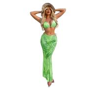 AMISENK Ensemble de maillots de bain 3 pièces pour femme avec jupe cache-maillot à séchage rapide pour sports nautiques