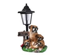 AMISENK Figurine de chien décorative en résine avec lampe solaire pour une utilisation en extérieur - Étanche - Décoration de jardin en résine