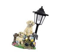 AMISENK Figurine de chien décorative en résine avec lampe solaire pour une utilisation en extérieur - Étanche - Décoration de jardin en résine