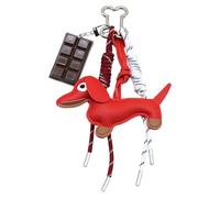 AMISENK Joli porte-clés en corde tressée avec pendentif en forme de chien saucisse, décoration de sac de voiture pour femme et fille - Chaîne de voiture en chocolat - Porte-clés en corde tressée, E