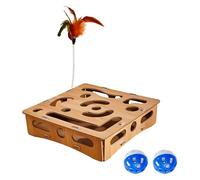 AMISENK Jouet de divertissement en bois durable pour chats Encourage le comportement naturel Solution de jeu d'intérieur sûre Jeu automatique Jouet pour soulager l'anxiété des chats